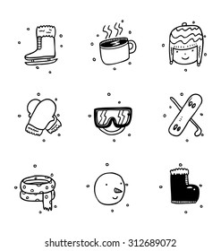 set of icon related to winter