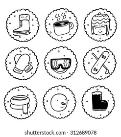 set of icon related to winter
