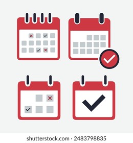 Set Icon Schedule Calendar Flat Design Minimalist Style