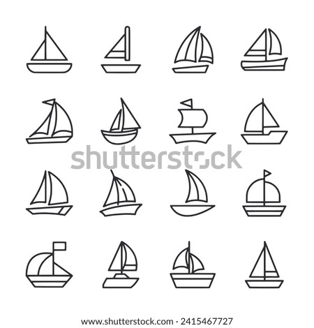 Set of icon Seal Boat