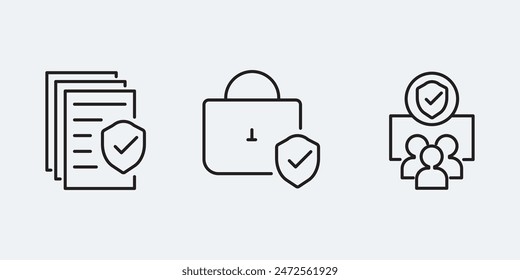 Set icon security sign outline simple vector design