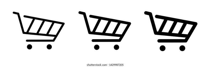 Set icon shopping cart of different thickness isolated on white background. Icon shopping cart for web design, app, ui.