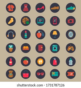Juego de compras de iconos para web, aplicación, medios digitales.