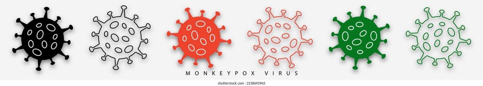 Set icon sign monkeypox with shadow. Pox virus concept. Vector illustration