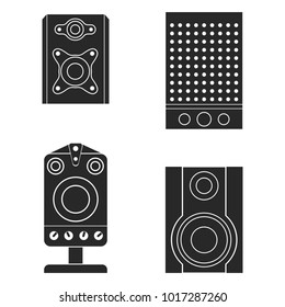 Set icon silhouette acoustic music sound speaker