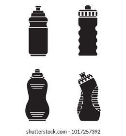 Set icon silhouette sports bottle. Sports thermos