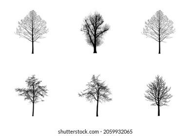Set icon simple tree in nature for design graphic. ilustration twigs forest. editable file
