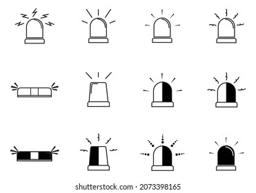 Set icon siren illustration in ambulance editable