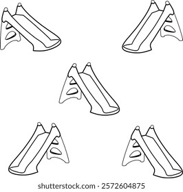 Set icon slides design, with various design shapes, with a hand drawn black outline style of toys. 