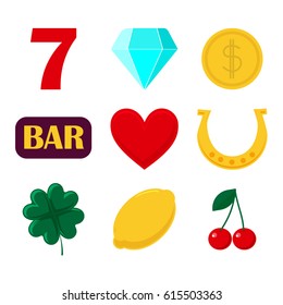 set of icon slot machine. Sign casino and gambing.