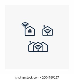 Set Icon Smart Home Net Service , Wireless House Logo Vector
