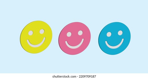 Set Icon Smile Emoji. Realistic  3d Emotions Face Surprised, Image Romantic, Loud Laughter. Vector Illustration Eps.10