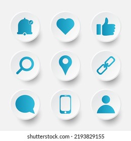 Set of icon social media and bussines with neumorphism design