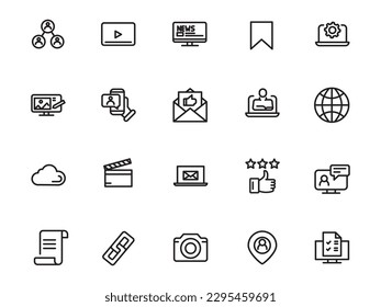 set icon social media network and web