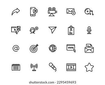 set icon social media network and web