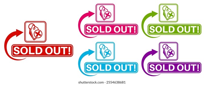 set Icon sold out sign. sold information label template design vector illustration