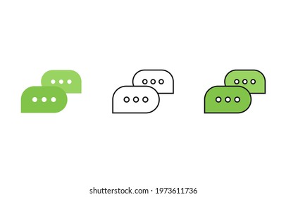 Set icon speech bubble messages in flat, outline and lineal color style for website, network and ui design isolated on white background