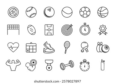 Set icon sport editable stroke 