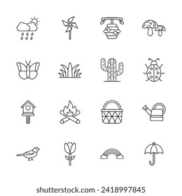Juego de estaciones de primavera de iconos
