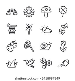Juego de estaciones de primavera de iconos