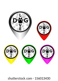A set of icon, sticker and symbol with text love dog. - Vector illustration. 