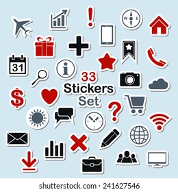Set of icon stickers for mobile app and web design