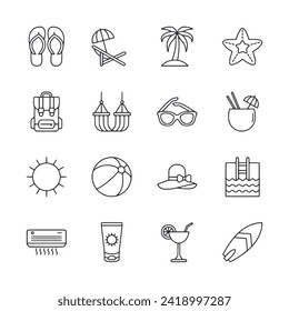 Set of icon summer holiday