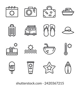 Juego de vacaciones de verano de icono