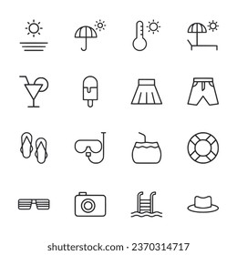Set of icon summer on white