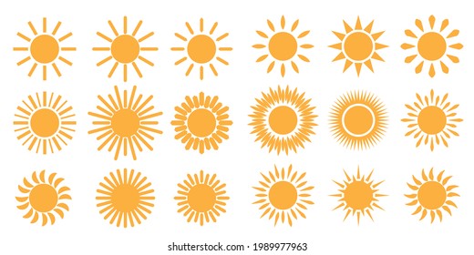 Set of icon, Sun, sunny icons collection. Weather icons. illustration Vector.
