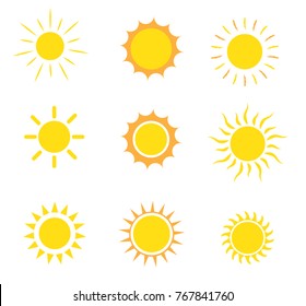 set icon of sun vector