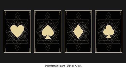 set icon symbol playing card with lineart pattern background easy editable, ornament, luxury, elegant, style