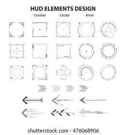 Set Of Icon Technology Hud Elements Design Isolated On White Background