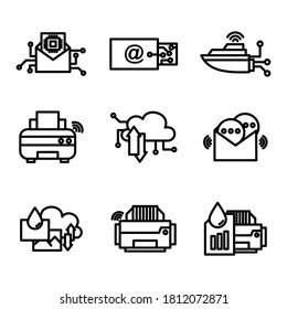 establecer el estilo de la tecnología de iconos cuatro esquema