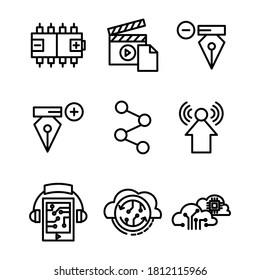 set icon technology style ten outline design