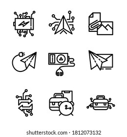 set icon technology style two outline design