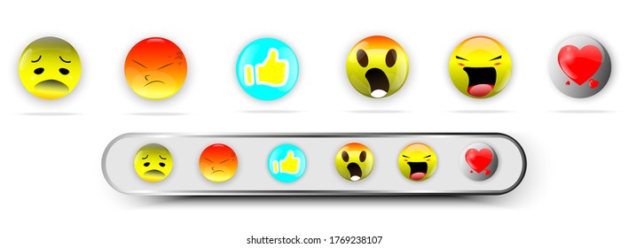Set icon template face tear, smile, sad, love, like, Lol, laughter emoji character message