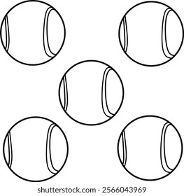 Set icon tennis ball's design, with various design shapes, with a hand drawn black outline style