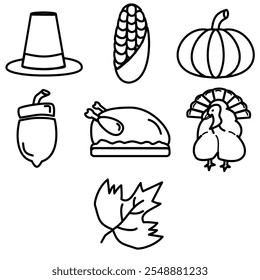 Set Icon for Thanksgiving design