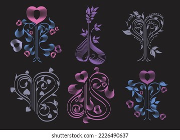 set of icon three,  vector Valentine's Day ilustrator 
