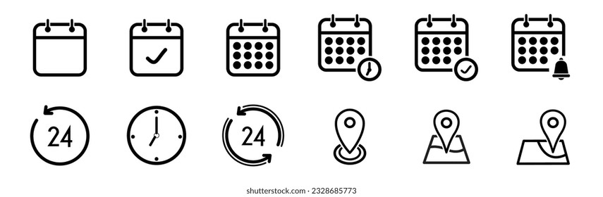 set icon time and date symbol editable stroke