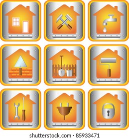 set icon with tools for house