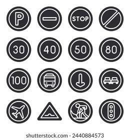 Set of icon Traffic Signs