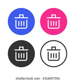 The set of icon trash icons on a different backgrounds. Great web elementsm clean modern simple design. Vector illustration. 