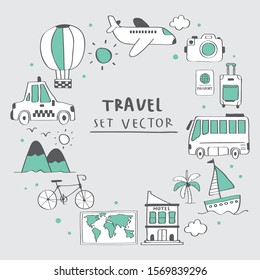 set icon travel and holiday vector
