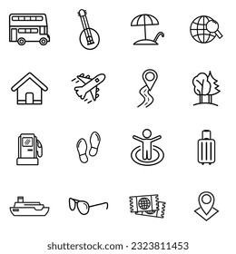 Set icon traveling outdoors editable 