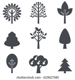 Set icon tree. Vector illustration, isolated on white background