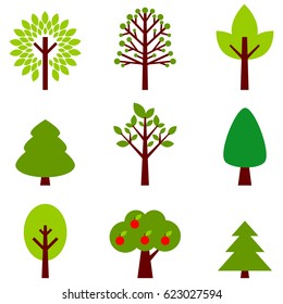 Set icon tree. Vector illustration, isolated on white background