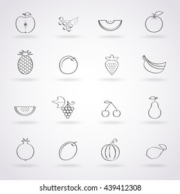 The set of icon of tropical fruits