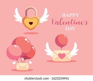 set of icon valentines day vector illustration design